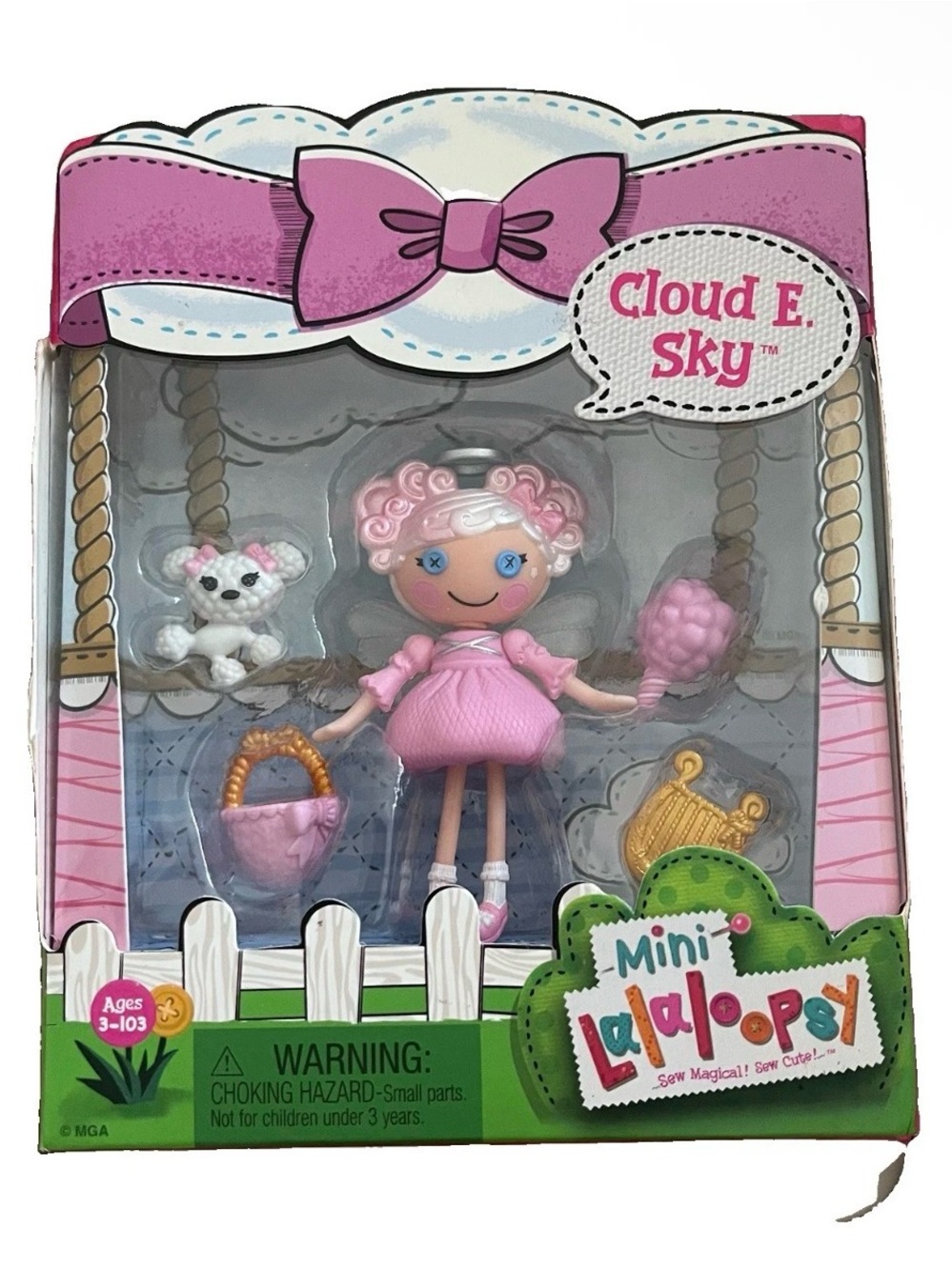 Mini Lalaloopsy Cloud E. Sky Doll with Accessories NIB Pink Angel